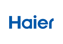 Логотип Haier — международного бренда, специализирующегося на производстве климатических систем и бытовой техники, известного своими инновациями и высоким качеством.